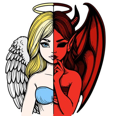 realistic angel half demon