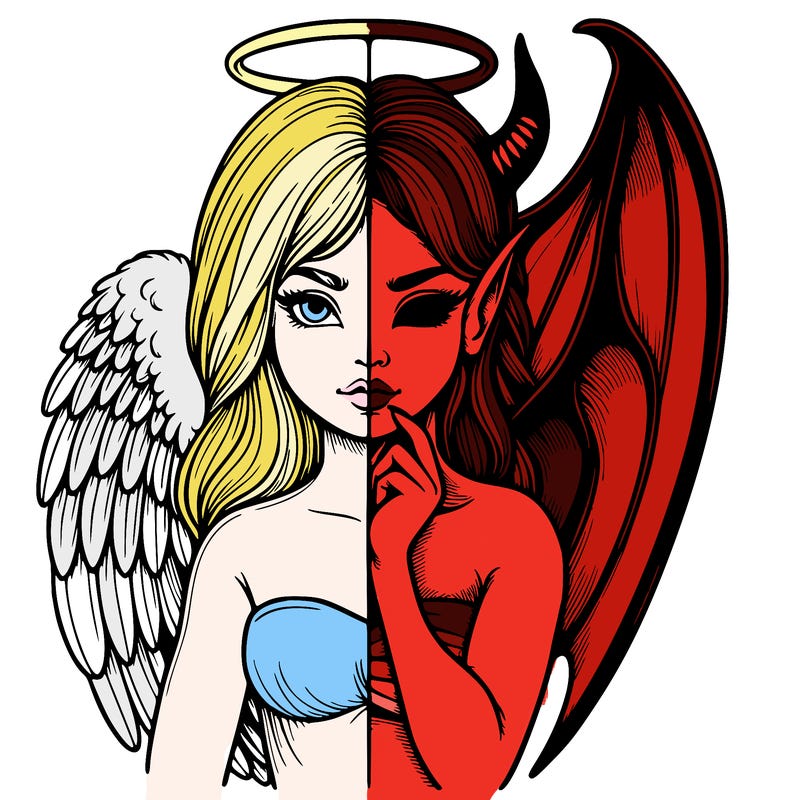 realistic angel half demon