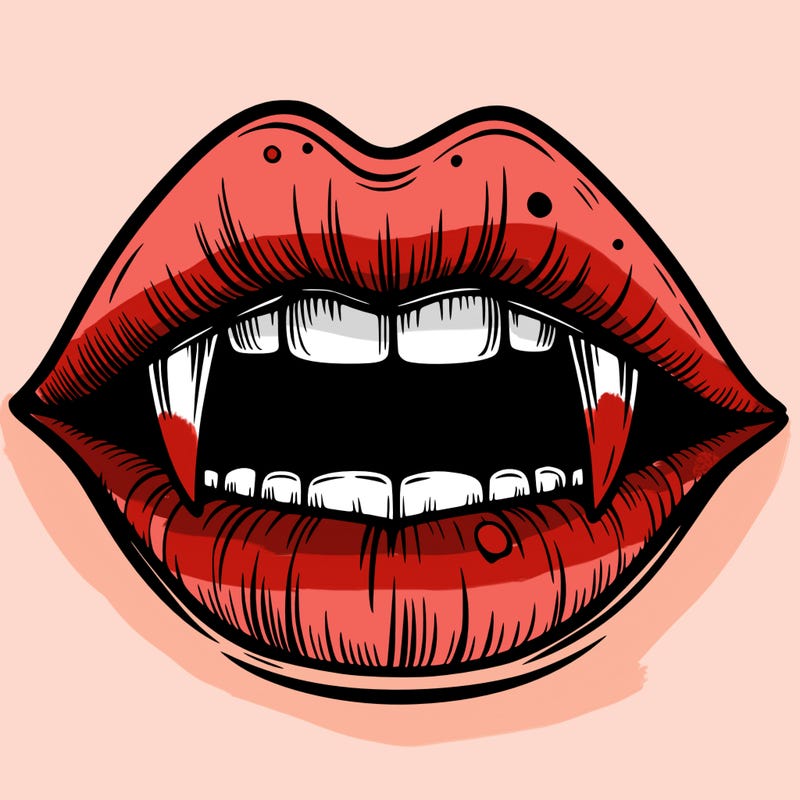 lips with vampire teeth