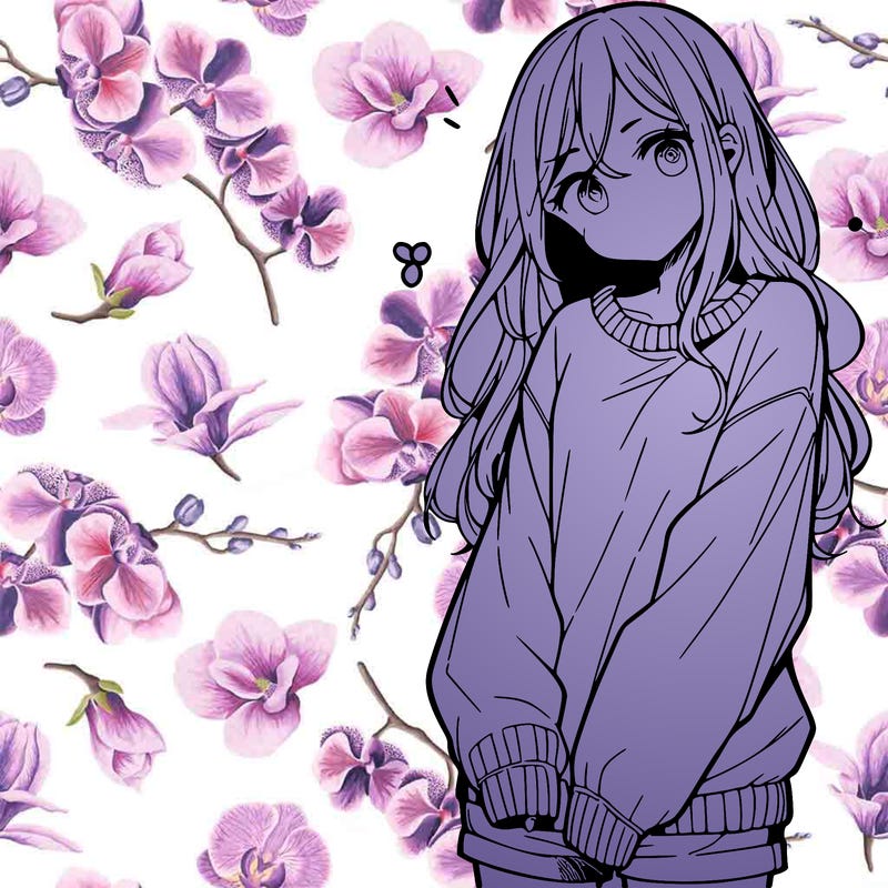 manga teen girl  in a sweater and baggy pants