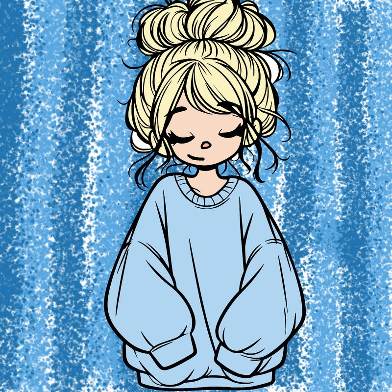 girl with baggy sweatshirt and messy bun