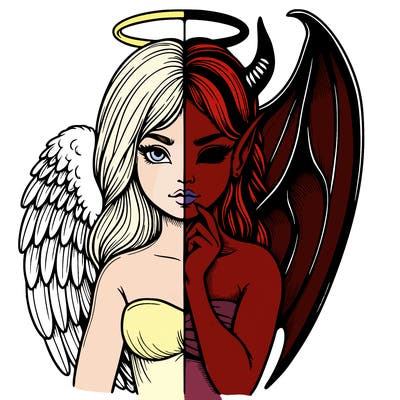 realistic angel half demon