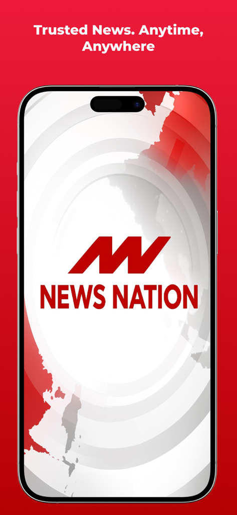 News Nation TV - News Nation TV app intro screen with logo and slogan Trusted News Anytime Anywhere