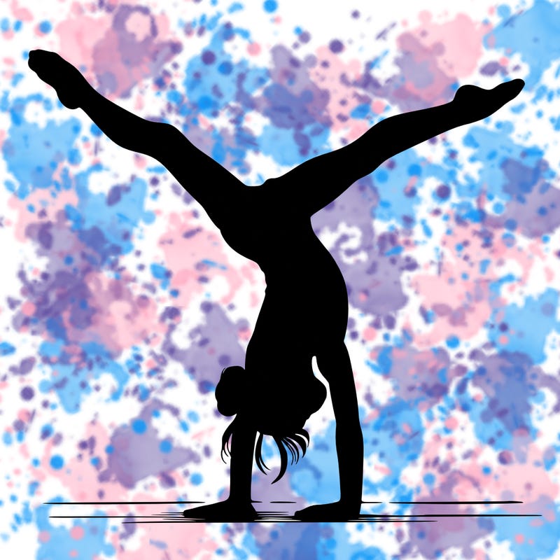 realistic gymnastic hand stand girl in four splits