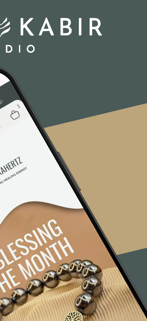 VANI KABIR STUDIO - Vani Kabir Studio mobile app screen displaying a spiritual crystal bracelet