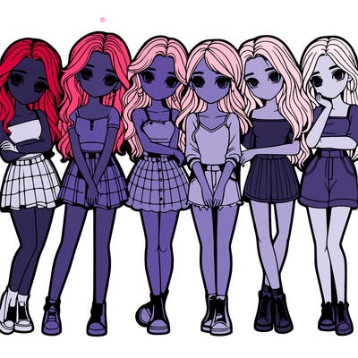 a group of girls realistic