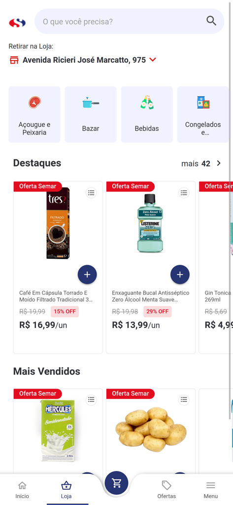 Semar Entrega - La schermata principale dell'app di consegna della spesa Semar Entrega con categorie di prodotti e offerte speciali.