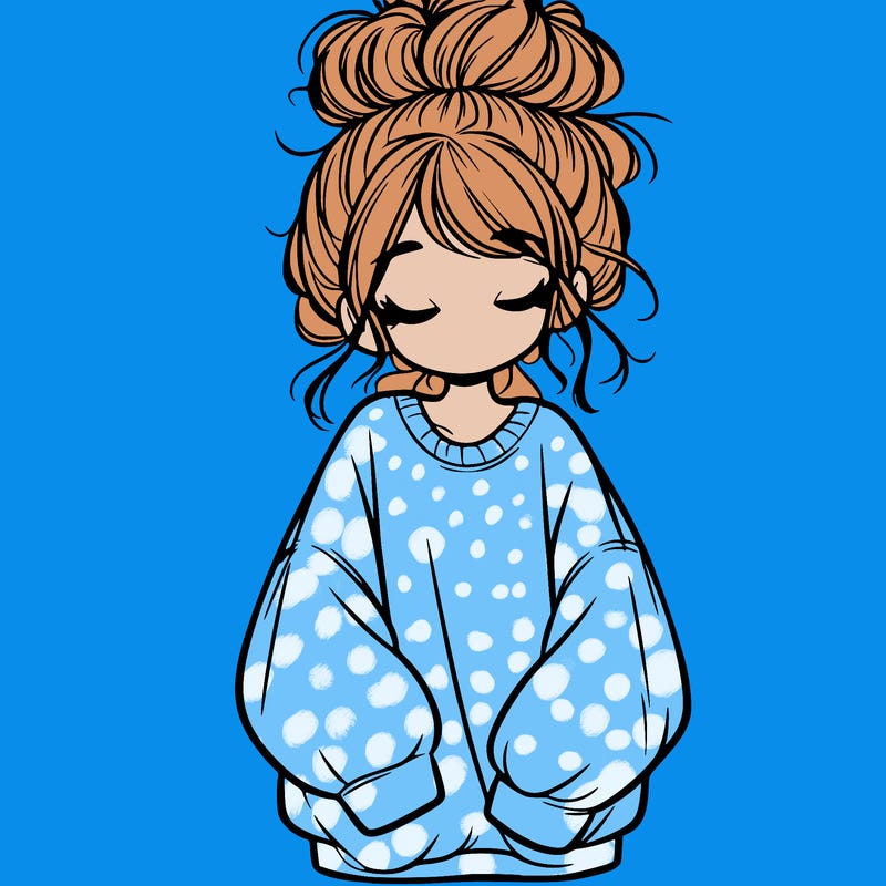 girl with baggy sweatshirt and messy bun