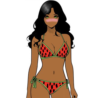 realistic girl with a revealing swimsuit