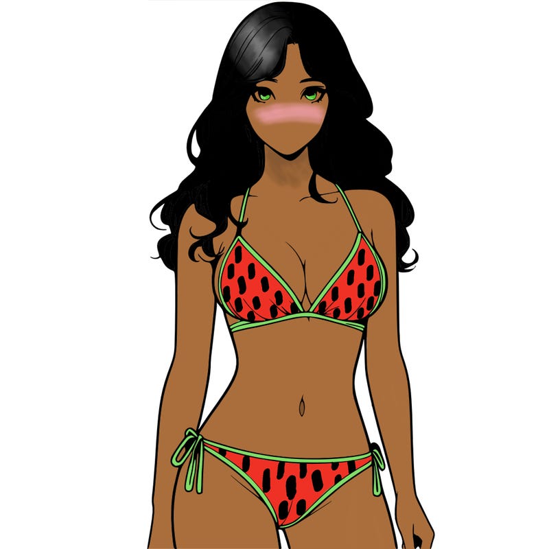 realistic girl with a revealing swimsuit