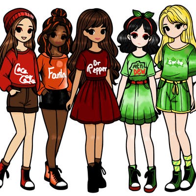 a group of five girls