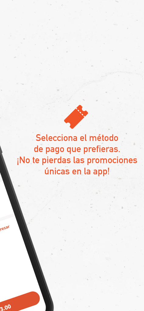 El Mexiquense - Informational screen in the El Mexiquense app encouraging users to select a payment method and view unique promotions