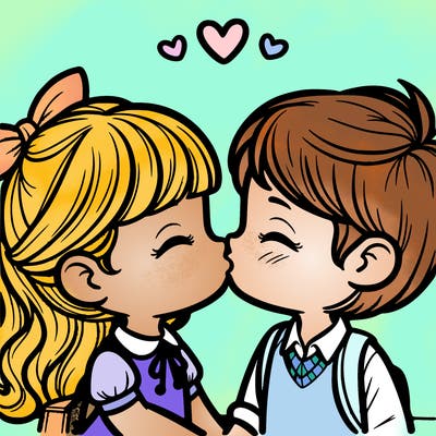boy and girl kissing