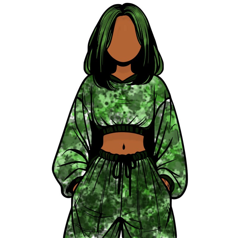 realistic girl faceless with baggy pants and a crop top