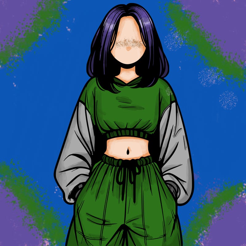 realistic girl faceless with baggy pants and a crop top
