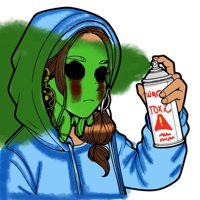 a realistic girl, spray painting