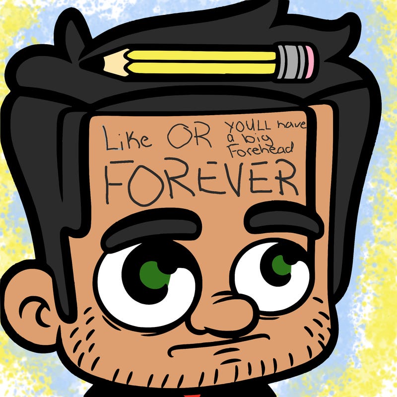 guy with big forehead big enough to write on