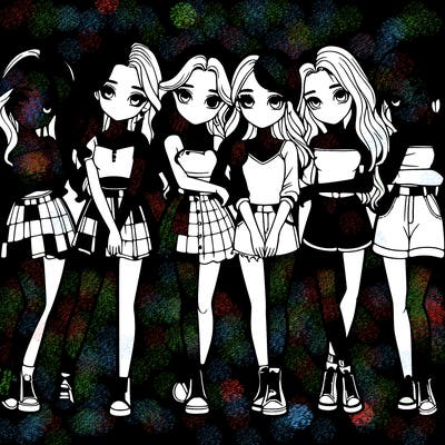 a group of girls realistic