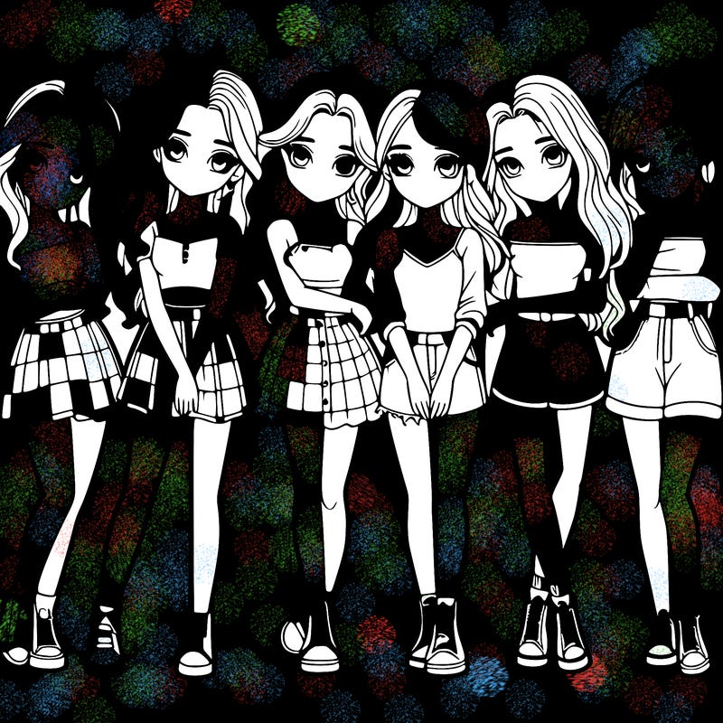 a group of girls realistic