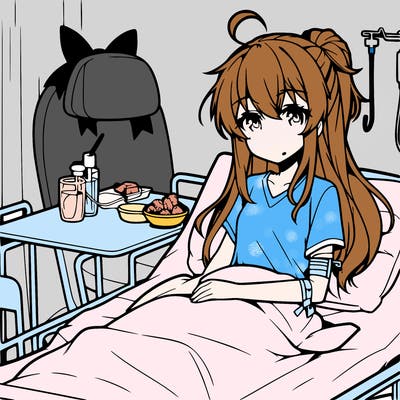 anime girl in hospital bed