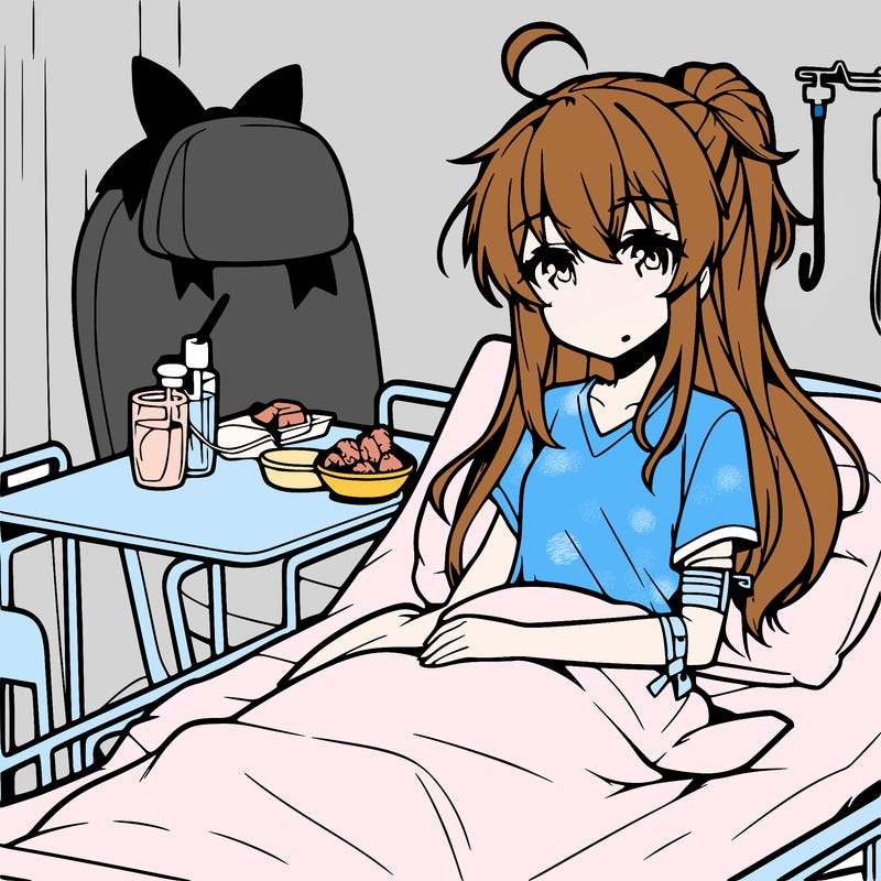 anime girl in hospital bed