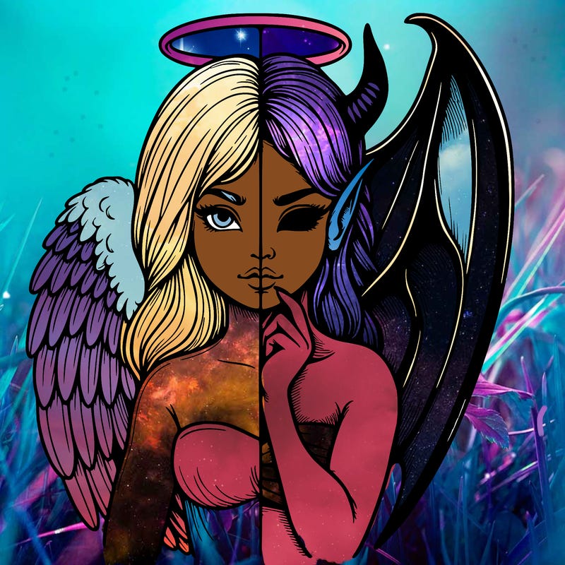 realistic angel half demon