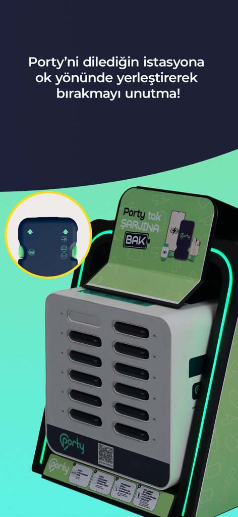 Porty portable power bank rental and return kiosk station