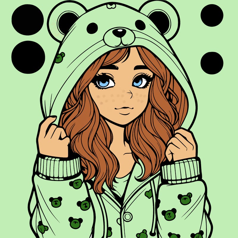 realistic girl in a animal pjs hoodie