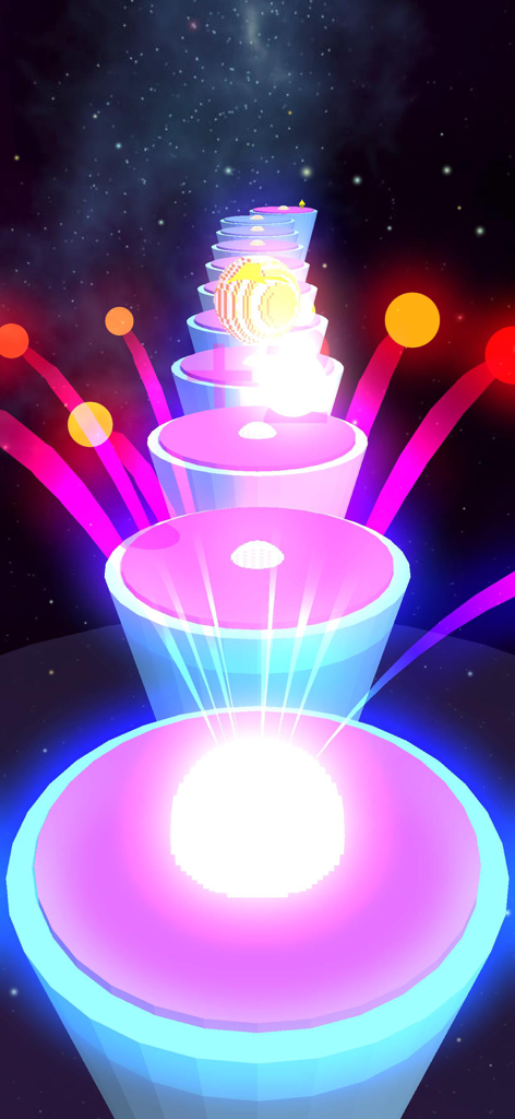 Jump Ball - Hop Stack Color 3D - A 3D rhythm game featuring a glowing ball hopping on neon platforms in space