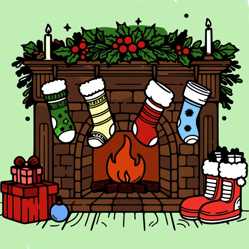 christmas fireplace with  stockings