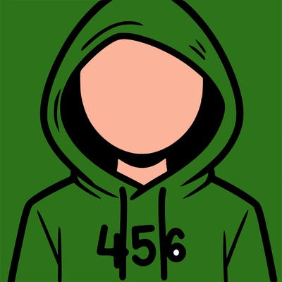 a person with non face waering a hoodie with a 456 symbol