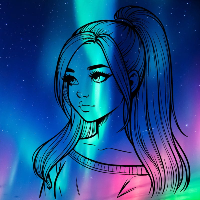 realistic girl with a high ponytail