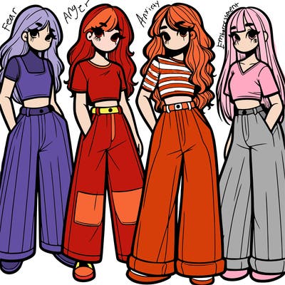 girls with wide pants and a croc top