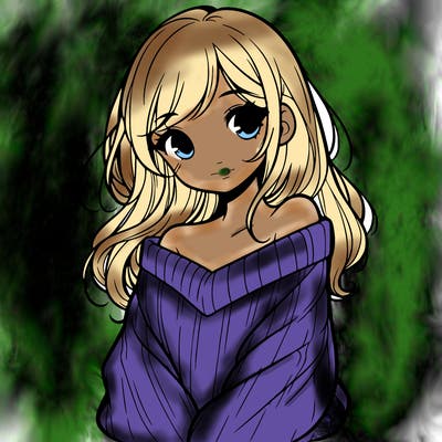 shy pretty girl wearing a sweater that is falling off one shoulder portrait