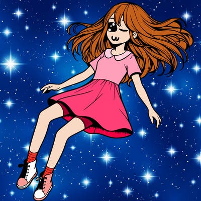 realistic girl floating