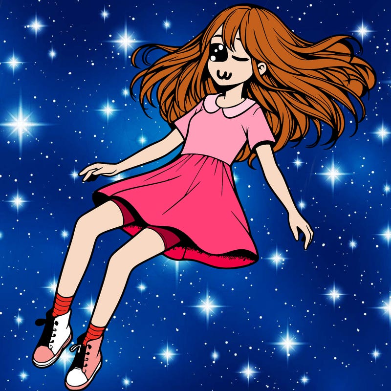 realistic girl floating