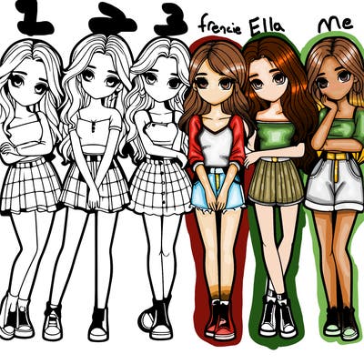 a group of girls realistic