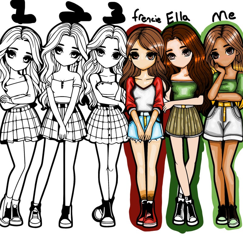 a group of girls realistic