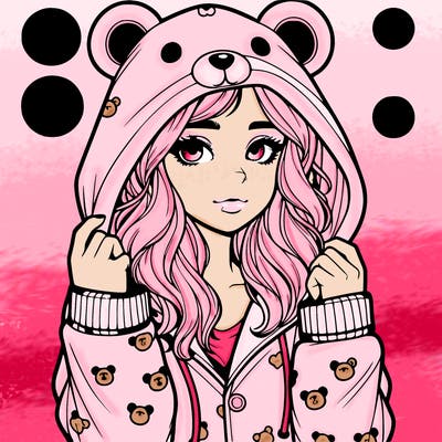 realistic girl in a animal pjs hoodie