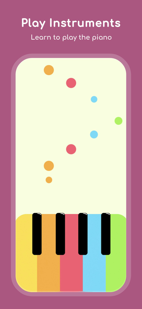 Learn Arabic: Play For Kids +3 - A colorful piano interface for kids to learn musical instruments in the Arabic language educational app.