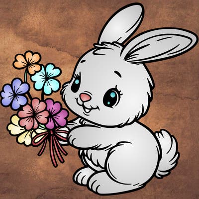 bunny with a bunch of clover