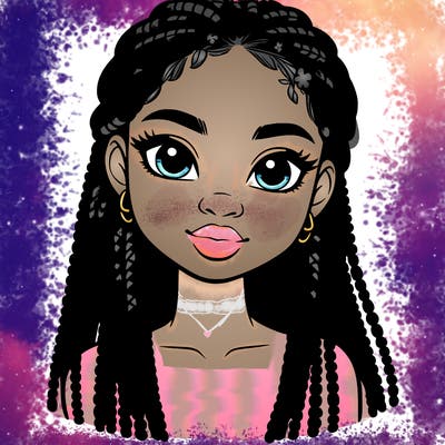 a realistic black girl with braids