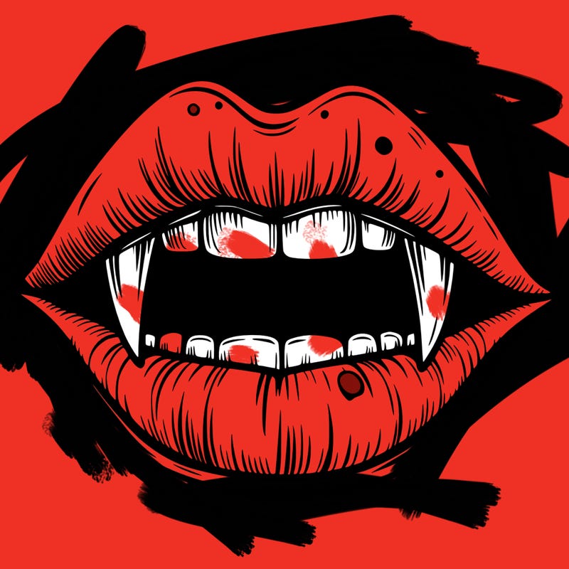 lips with vampire teeth