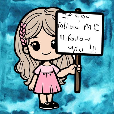 girl with white sign