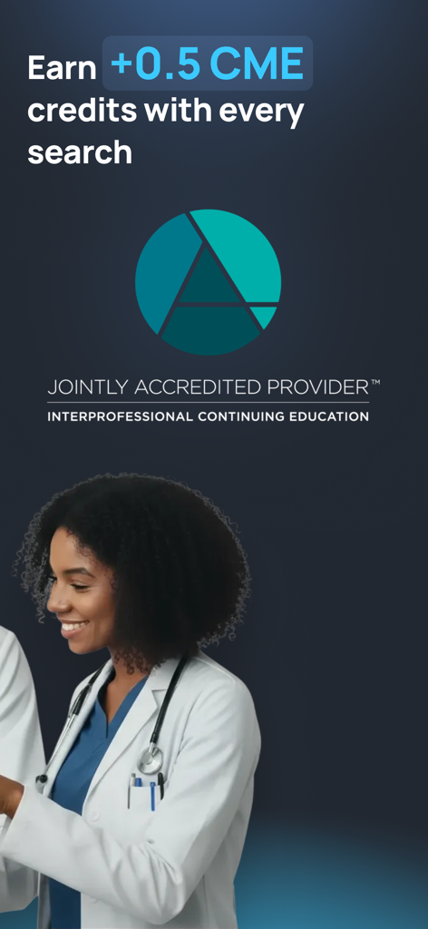 Vera—Medical AI for Clinicians - Female doctor using Vera medical AI app to earn CME credits