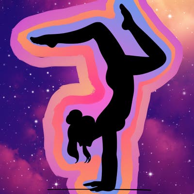 a woman doing a handstand