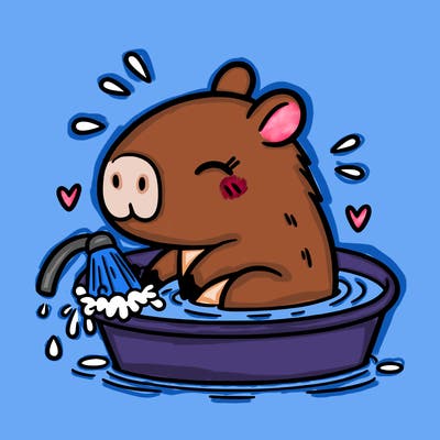 capybara taking a bath