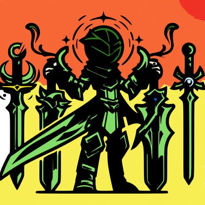 green aura three sword swordsman
