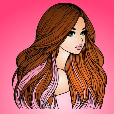 realistic girl with long realistic hair