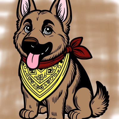german shepard with bandana on neck